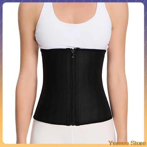 

belts waist trainer shapers tummy girdlebodycorsetslimmingbulifter shapewearwomenscolumbiabelt latexzipper and hook bust tie korset, Black;brown