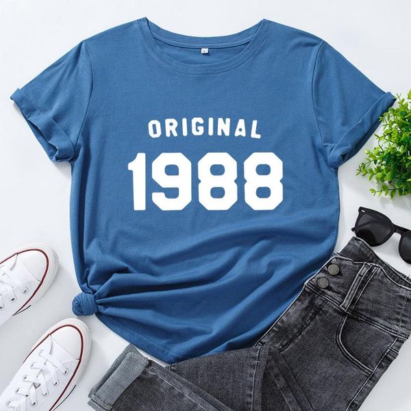 

women's t-shirt plus size s-5xl short sleeve 100%cotton women origin 1988 print basic tshirt streetwear summer female tee shirts, White