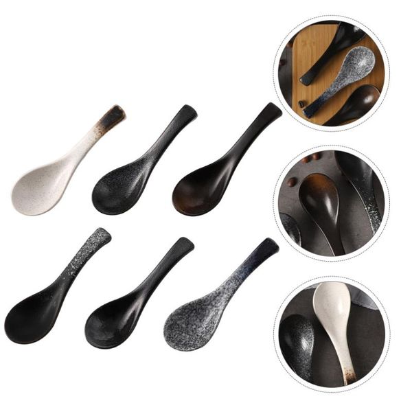 

spoons 6pcs creative restaurant rice spoon home ceramic porridge kitchen utensil