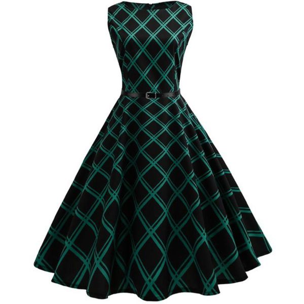 

casual dresses hamsgend women's clothing fashion woman dress polyester print summer mid-calf sleeveless women, Black;gray
