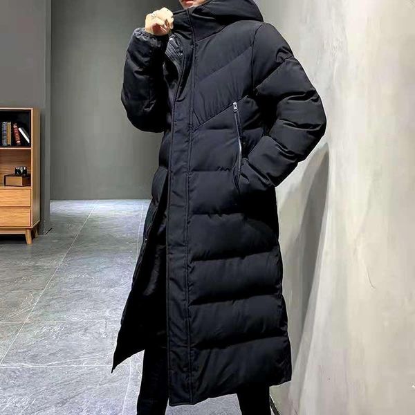 

new mens slim fit long down jacket coat new male casual winter down parka men thick jacket overcoat plus 3xl, Black