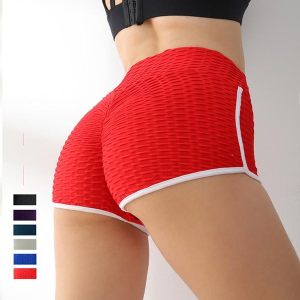 

women's shorts asheywr women white edge jacquard high wiat hip lift fitness short woman push up elastic slim pants workout female, White;black