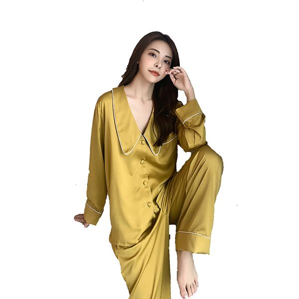 

2021 New Women's Spring Autumn Pjs Set Plus Solid Size Loose Long-slender Female Sleepwear HRWX, White
