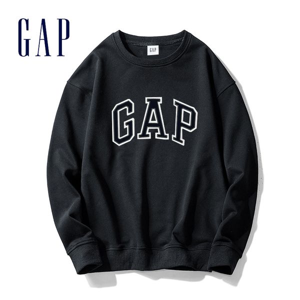 

brand hoodie gap round neck sweater women's spring and autumn net red tide brand bottomed shirt korean embroidery casual, Black