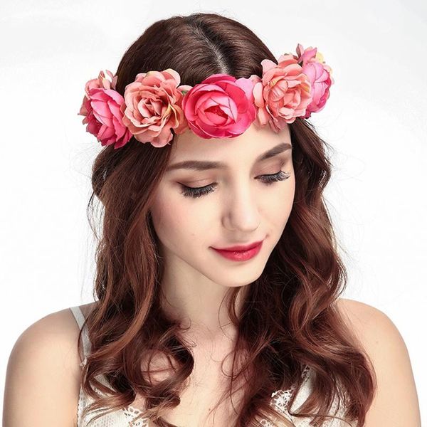 

hair clips & barrettes beautiful women's flower headband floral crown for garland party girl ea, Golden;silver