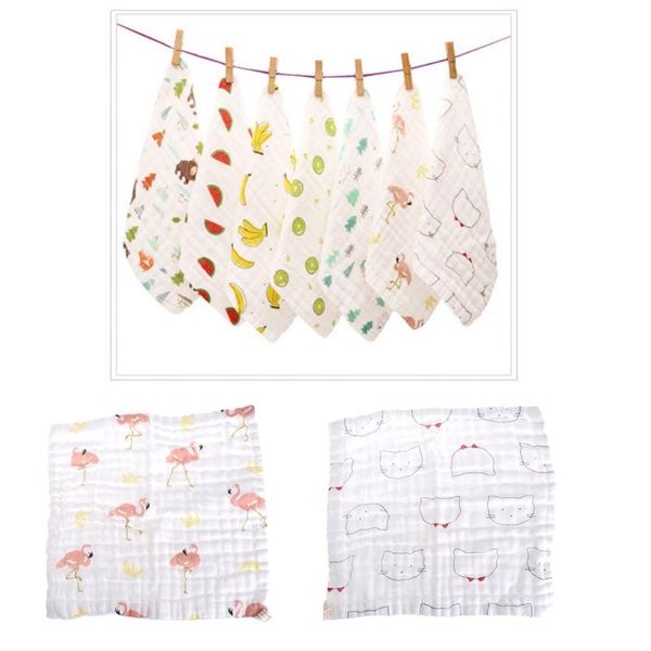 

hair accessories klv durable 6 layers baby handkerchief square towel muslin cotton infant face wipe cloth burp bibs care, Slivery;white