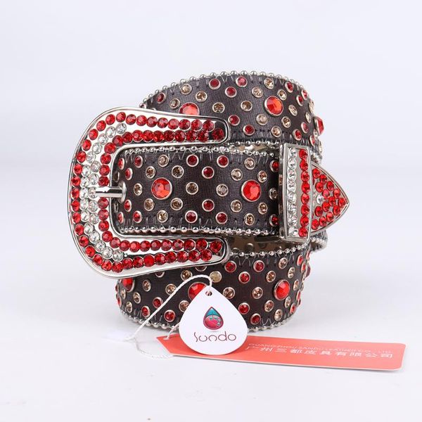 

belts red premium genuine leather luxury strap goth diamond belt western crystal studded cowgirl cowboy rhinestone for jeans, Black;brown