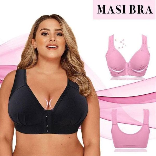 

plus size front closure elastic push up comfort bra women wireless bra ena88, White;black