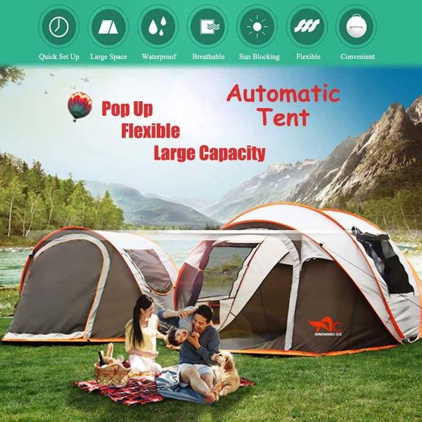 

tents and shelters 5-8 person automatic camping tent easy setup family portable outdoor hiking beach sun protection shelter waterproof
