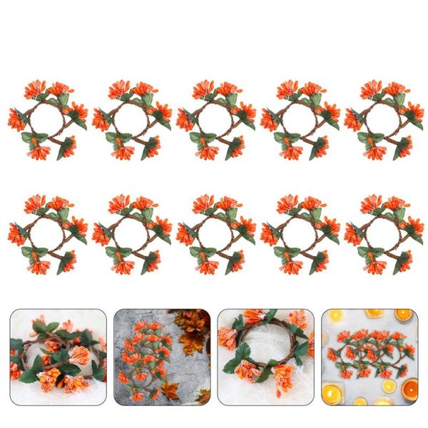 

napkin rings 10pcs small holder berry wreath for thanksgiving day (orange)