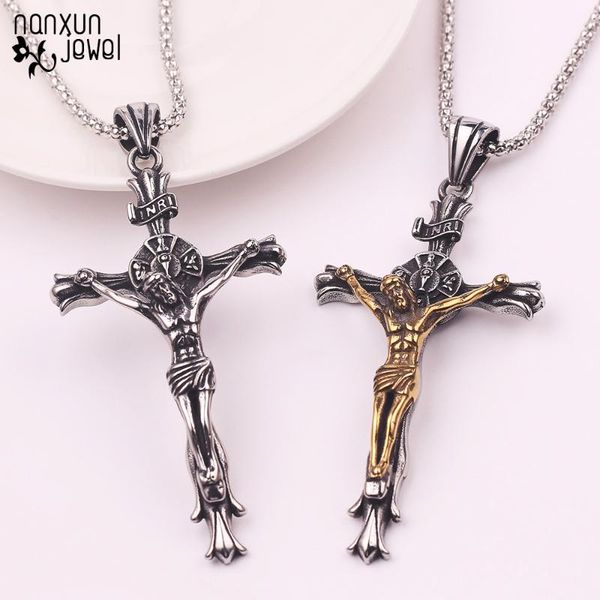 

pendant necklaces soldier jesus cross necklace 60cm chain gold silver color for women men christian drop