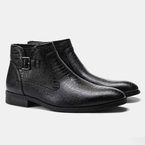 

40-46 men boots 2021 spring non-slip casual comfortable men leather boots #5282dress shoes, Black