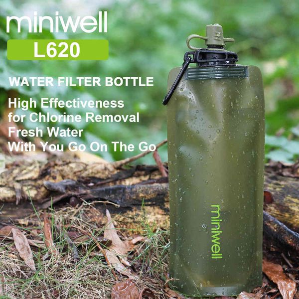 

miniwell survival outdoor camping & hiking portable purification with bag filtered water on the go