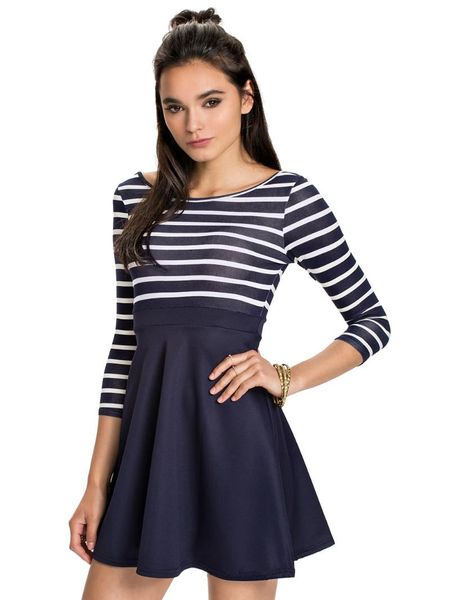 

casual dresses ladies clubwear women mini 3s2507 striped dress, Black;gray