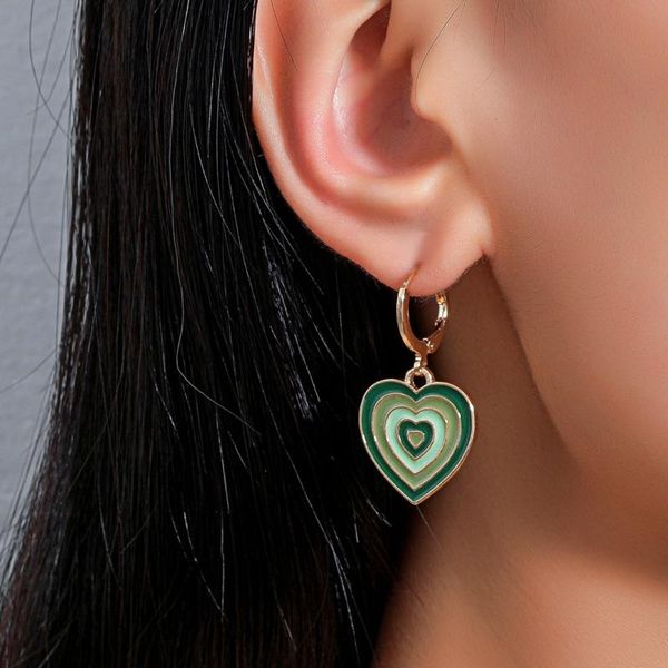 

hoop & huggie love heart shaped pendant huggies earrings colorful sweet cute plant metal for women girls ear rings jewelry gift, Golden;silver