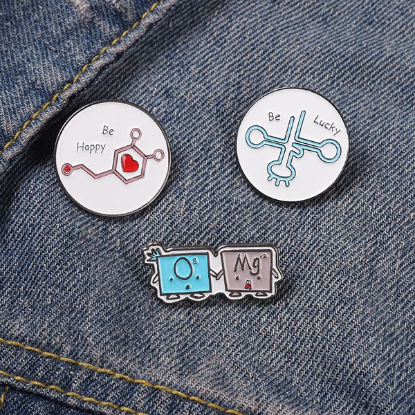 

happy lucky enamel pin science and chemistry beaker experiment brooches metal badge for backpack hat bags jewelry gift for lover, Blue