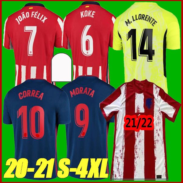

20 21 22 joão félix atletico soccer jerseys de madrid suarez correa koke diego costa griezmann camiseta de fútbol llorente football shirt, Black;yellow