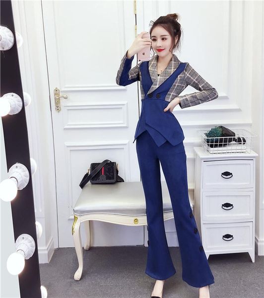 

women's two piece pants winter deer velvet suit coat slim shirt tall waist trousers leisure suits outfit fashion girl clothes, White