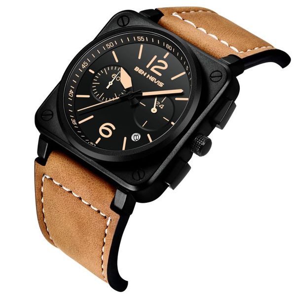 

wristwatches men watches quartz watch fashion seller leather sport stainless steel sports wristwatch gift box relojes, Slivery;brown