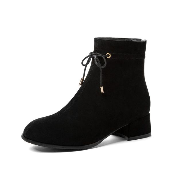 

boots big size simple thick heel women shoes ankle for ladies woman winter, Black