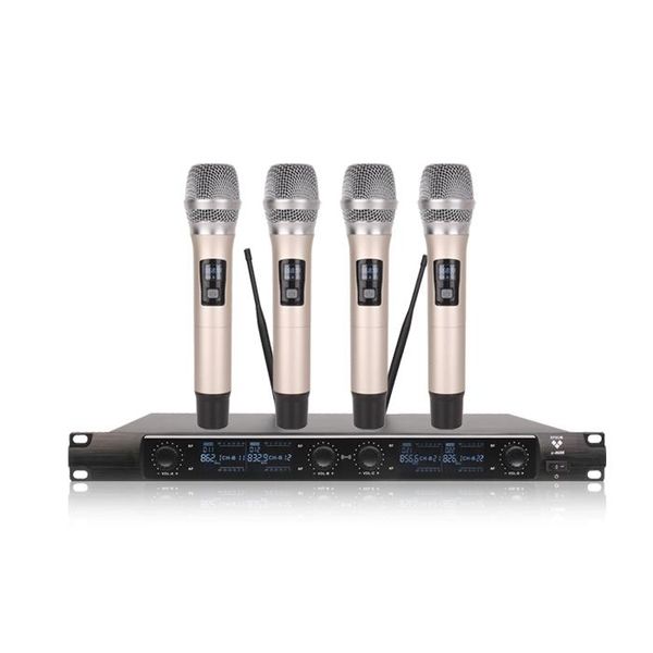 

microphones epxcm/x-4600 odm/oem professional 4 channel handheld wireless moving coil microphone for church home karaoke meeting