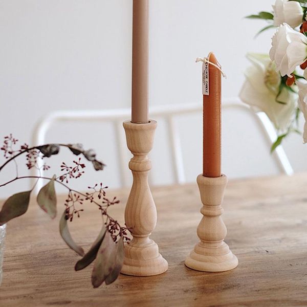 

nordic creative wooden candle holders romantic home decoration wedding centerpieces vintage wood pillar candlestick holder