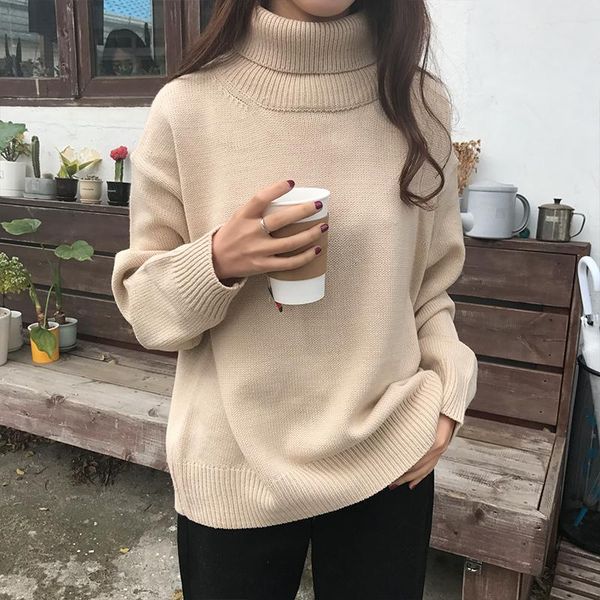 

women's sweaters 2021 women sweater korea winter temperament high collar wild solid color shirt long sleeve quality, White;black