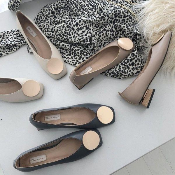 

dress shoes womens pumps spring summer fashion square heels low female office work wear, Black