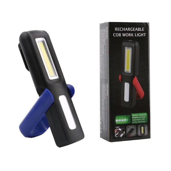 

flashlights torches cob working inspection light led torch usb charging lantern swivel hook magnetic for camping car repair maint