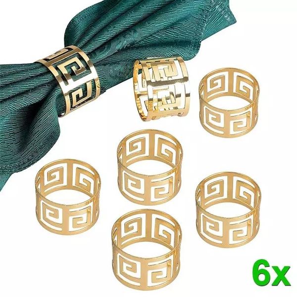 

6pcs gold silver napkin rings table napkin holder weddings l metal rose flower pattern decoration crafts party supplies