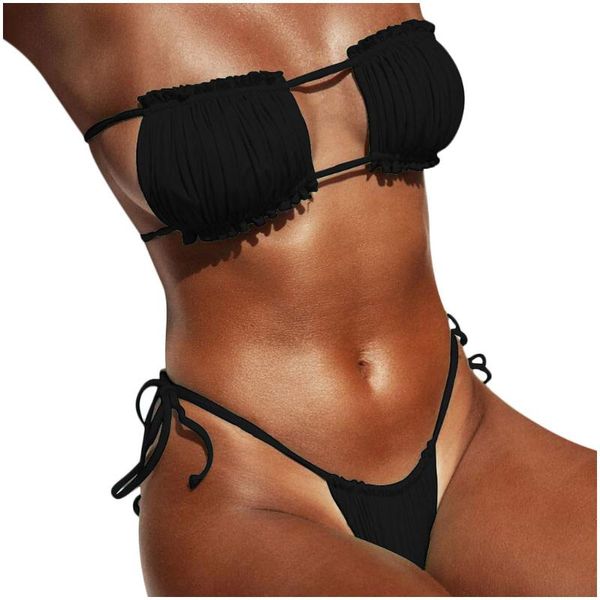 

women's swimwear women bikinis set 2021 mujer swimsuit bandeau bathing suit push up two-piece female biquini beachwear bikini, White;black