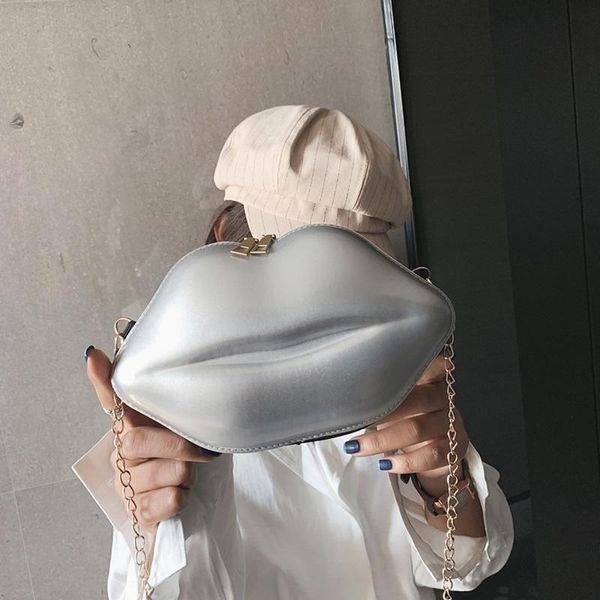 

evening bags women shoulder bag girl patent leather chain handbag crossbody bolsos purse 2021 fashion personality lip