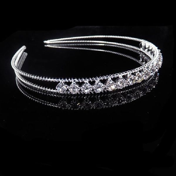 

hair clips & barrettes 2021 korean double rhinestone pearl accessories headband exquisite crystal shiny metal hairband hoop, Golden;silver