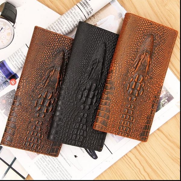 

mens 3d alligator wallet bifold id card holder purse case long clutch billfold, Red;black