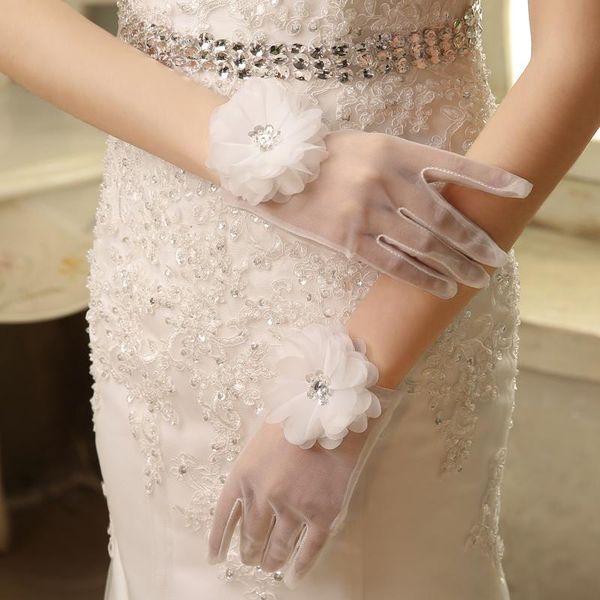 

bridal gloves red ivory/white 2021 bride wedding short ray silu refers to transparent white lace accessories