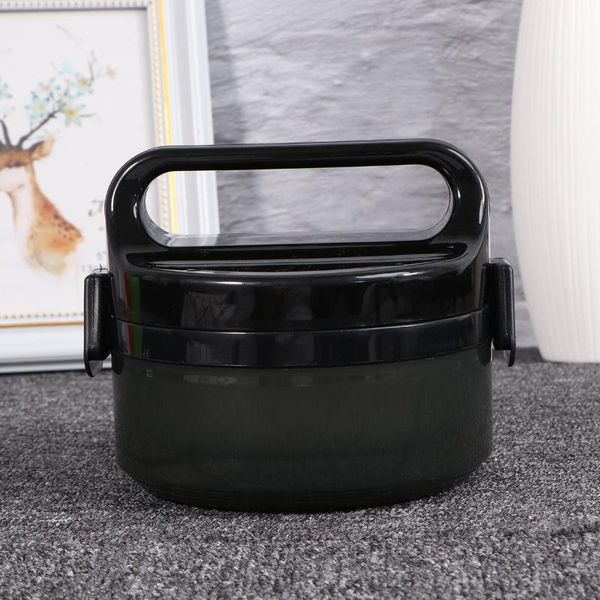 

dinnerware sets 1pc stainless steel heat preservation bento box portable container for school office camping (black, monolayer)