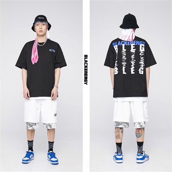 

no vulgarity 2021 summer new back letter print casual short sleeve t-shirt, Black