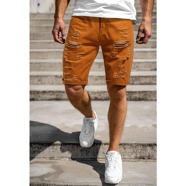 

men's shorts fashion men casual jeans short pants destroyed skinny ripped pant frayed denim, White;black