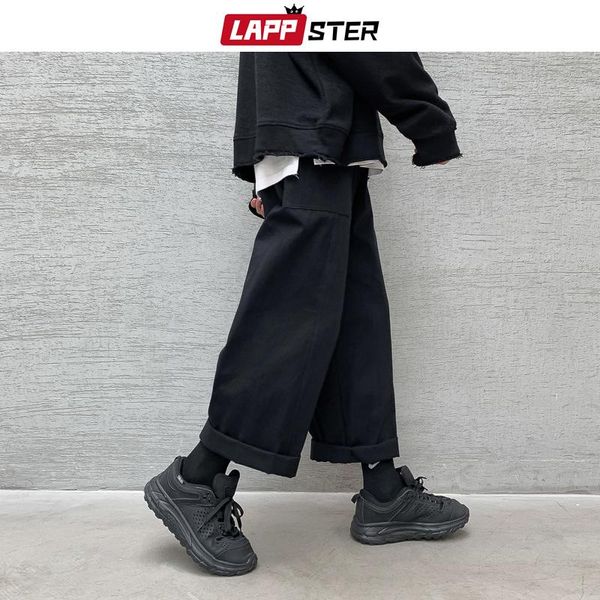

men's pants lappster men korean fashions harem wide leg joggers 2021 mens black loose sweatpants japan style straight trousers