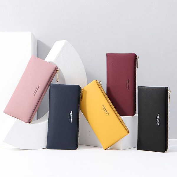 

wallets clutch bag zipper long wallet pu women's, Red;black