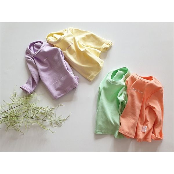 

skin cotton round south same jelly korea's neck t-shirt baby simple letter versatile bottom shirt spring, Black;white