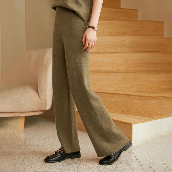 

women's pants & capris wide-leg cashmere 100% knit, Black;white
