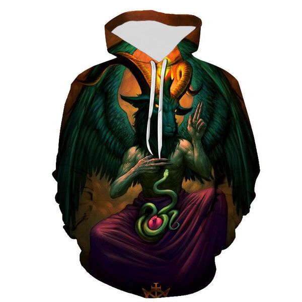 

men's hoodies & sweatshirts fashion satanic devil 3d printed harajuku men clothing casual streetwear oversized women tracksuit, Black