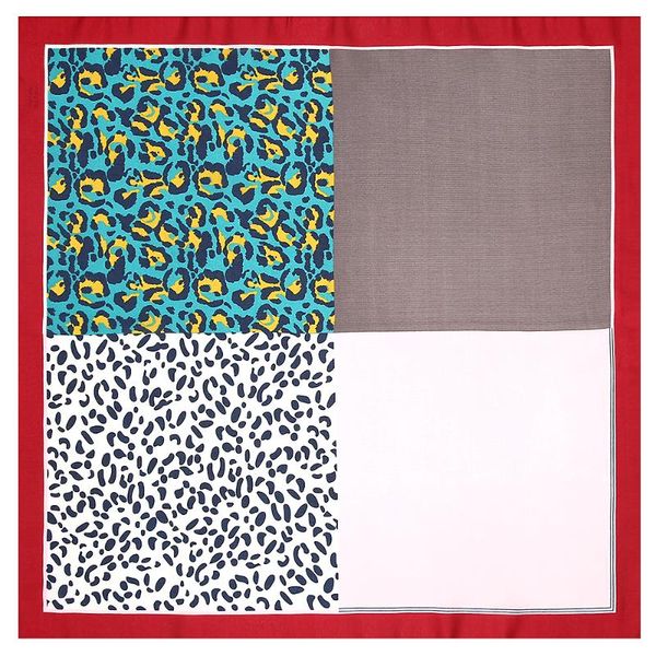 

Women Square Silk Scarf Check color leopard Lady Hair Neck Bag Scarves Shawl Wrap Female Bandana Head Kerchief Hijab Summer, Blue;gray