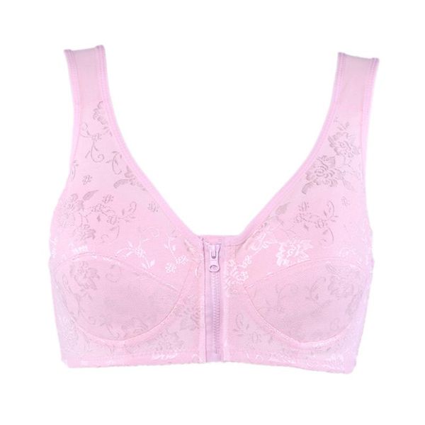 

bras women bra spring summer seamless lace front zipper push up underwear female plus size wire small chest, Red;black