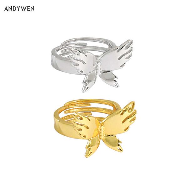 

andywen 925 sterling silver butterfly large resizable rings women adjustable jewelry thin jewels luxury european 210608