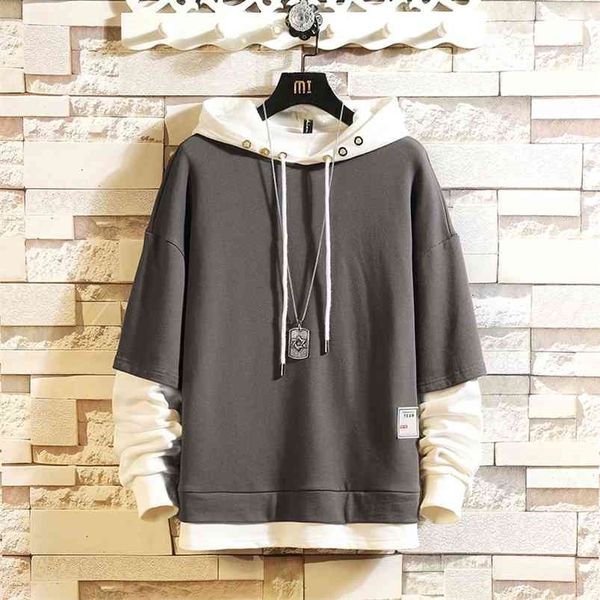 

fashion skateboard hoodies sweatshirts men's casual spring autumn black clothes oversize m-5xl hip hop patchwork streetwear 210819