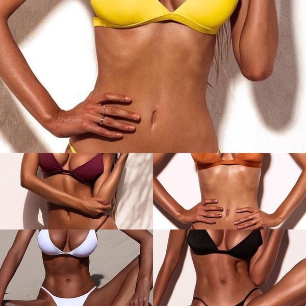 

2021women's solid swimwear origin multicolor bikini split, White;black