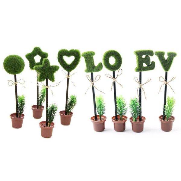 

1 pc green grass flower pot ballpoint pen office accessories simulation bonsai decoration lovely green creative pen h6p2, Blue;orange