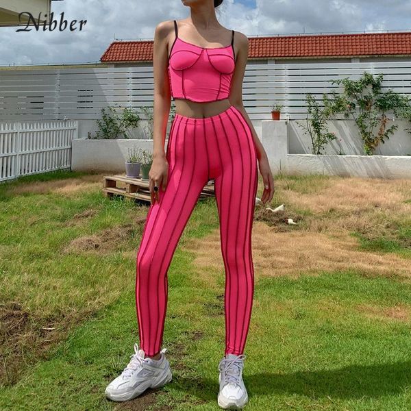 

nibber neon color patchwork sport 2 piece set female street casual sleeveless wear 2021 activity party elastic suit, Gray